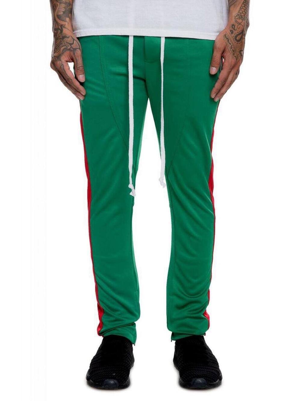 Lifted Anchors Men's The Jenner Track Pants in Italia Luxe Green Red- Sz MEDIUM